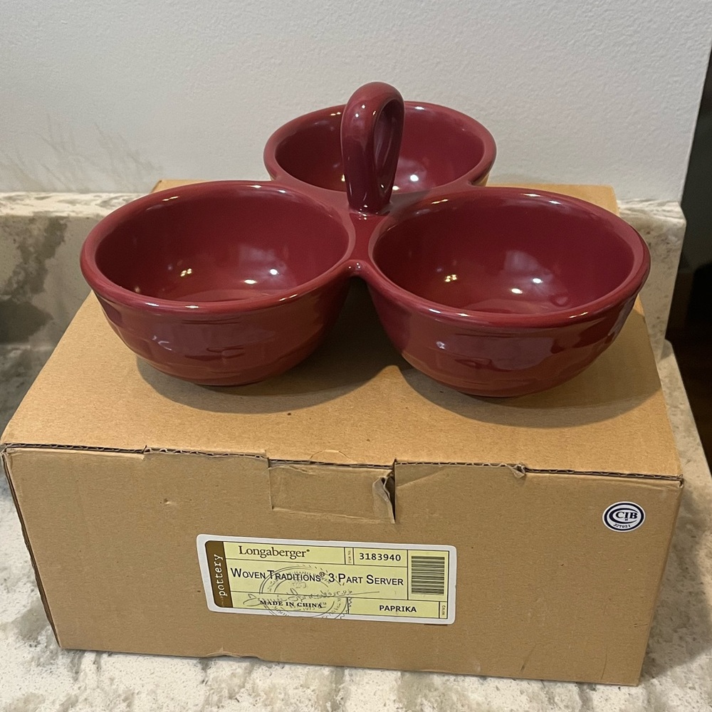 NIB Longaberger Woven Traditions 3-Part Server